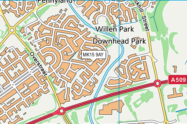 MK15 9AY map - OS VectorMap District (Ordnance Survey)