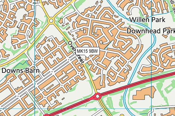 MK15 9BW map - OS VectorMap District (Ordnance Survey)