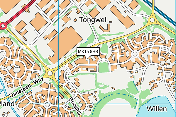 MK15 9HB map - OS VectorMap District (Ordnance Survey)