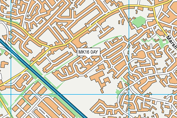 MK16 0AY map - OS VectorMap District (Ordnance Survey) MK16 0AY map - OS VectorMap District (Ordnance Survey)