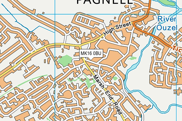 MK16 0BU map - OS VectorMap District (Ordnance Survey)