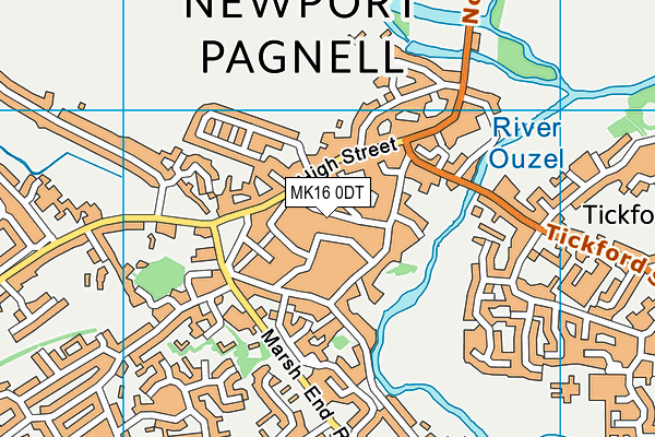 MK16 0DT map - OS VectorMap District (Ordnance Survey)