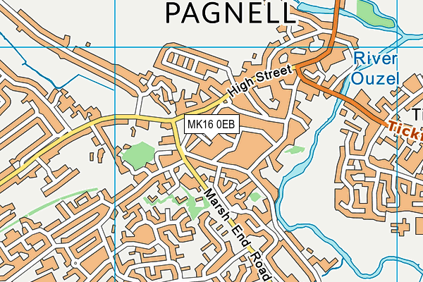 MK16 0EB map - OS VectorMap District (Ordnance Survey)