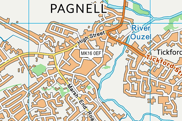 MK16 0EF map - OS VectorMap District (Ordnance Survey)