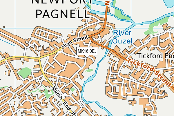 MK16 0EJ map - OS VectorMap District (Ordnance Survey)