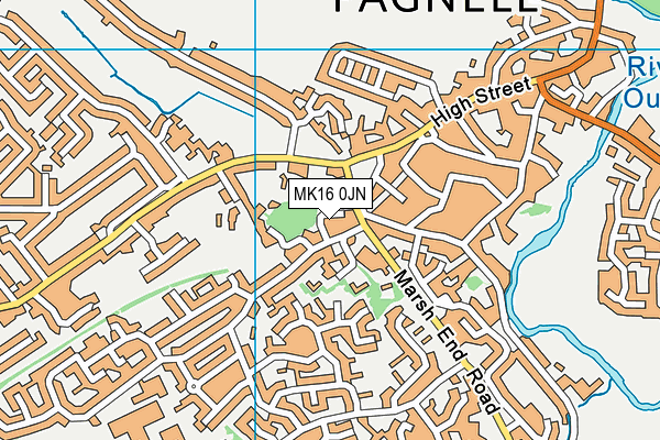 MK16 0JN map - OS VectorMap District (Ordnance Survey)