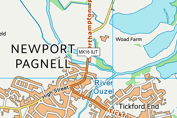 MK16 8JT map - OS VectorMap District (Ordnance Survey)
