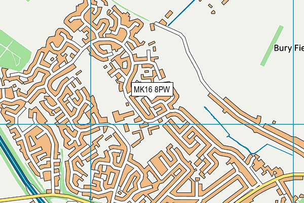 MK16 8PW map - OS VectorMap District (Ordnance Survey) MK16 8PW map - OS VectorMap District (Ordnance Survey)