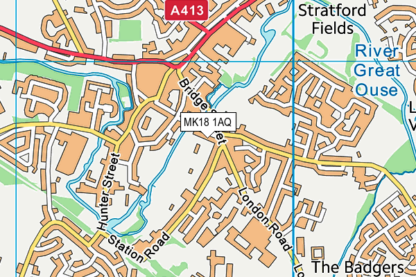 MK18 1AQ map - OS VectorMap District (Ordnance Survey) MK18 1AQ map - OS VectorMap District (Ordnance Survey)