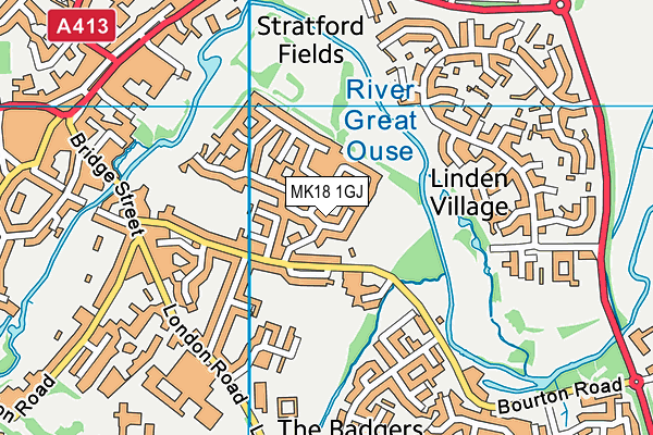 MK18 1GJ map - OS VectorMap District (Ordnance Survey) MK18 1GJ map - OS VectorMap District (Ordnance Survey)