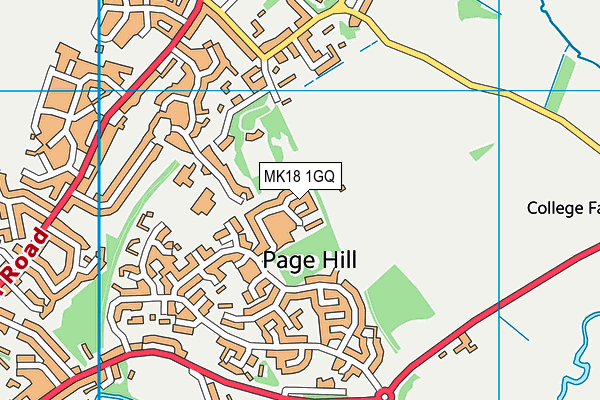 MK18 1GQ map - OS VectorMap District (Ordnance Survey)