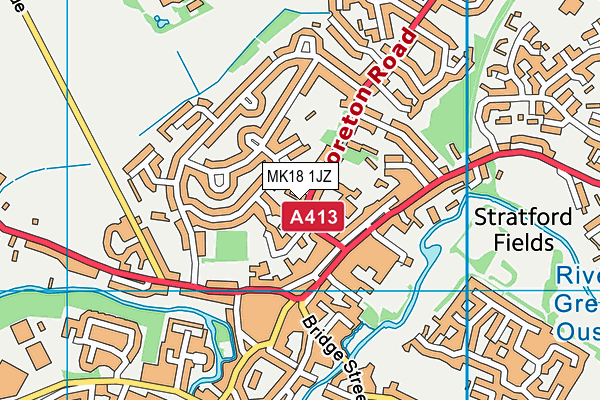 MK18 1JZ map - OS VectorMap District (Ordnance Survey)