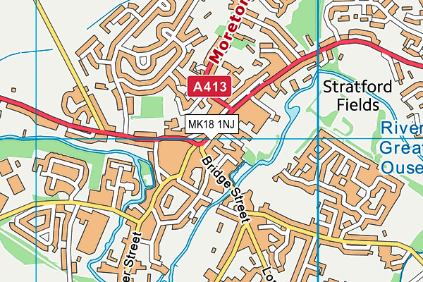 MK18 1NJ map - OS VectorMap District (Ordnance Survey)