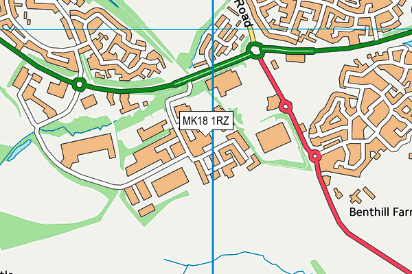 MK18 1RZ map - OS VectorMap District (Ordnance Survey)