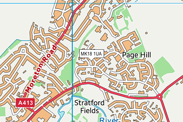 MK18 1UA map - OS VectorMap District (Ordnance Survey)