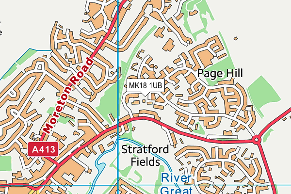 MK18 1UB map - OS VectorMap District (Ordnance Survey)
