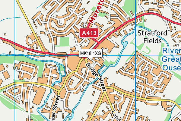 MK18 1XG map - OS VectorMap District (Ordnance Survey)
