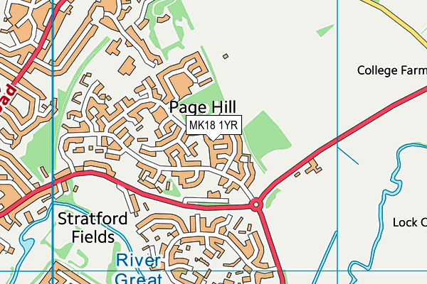 MK18 1YR map - OS VectorMap District (Ordnance Survey)