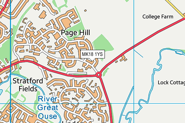 MK18 1YS map - OS VectorMap District (Ordnance Survey)
