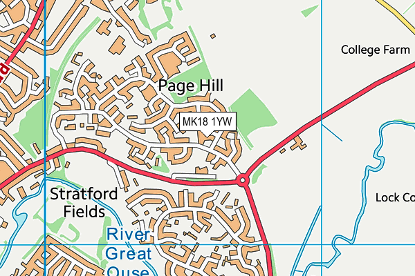 MK18 1YW map - OS VectorMap District (Ordnance Survey)