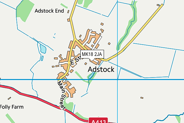 MK18 2JA map - OS VectorMap District (Ordnance Survey)