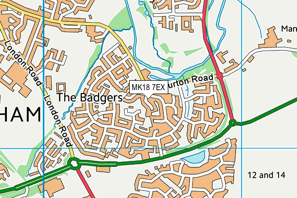 MK18 7EX map - OS VectorMap District (Ordnance Survey)
