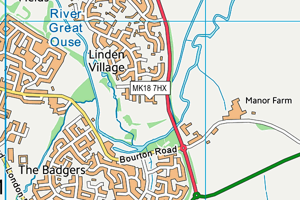 MK18 7HX map - OS VectorMap District (Ordnance Survey)