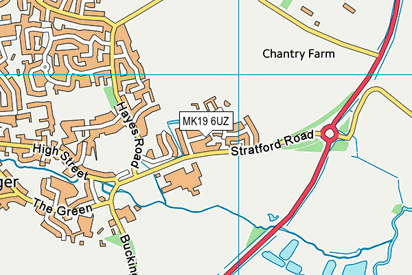 MK19 6UZ map - OS VectorMap District (Ordnance Survey)