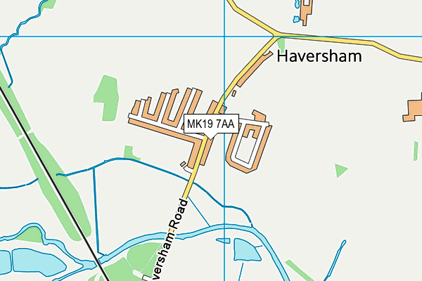 MK19 7AA map - OS VectorMap District (Ordnance Survey)