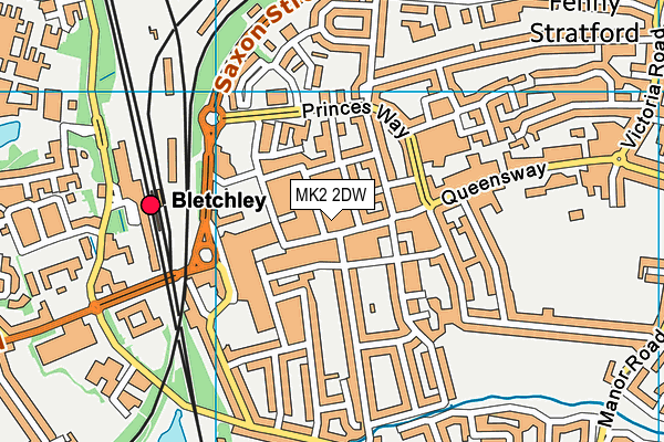 MK2 2DW map - OS VectorMap District (Ordnance Survey)