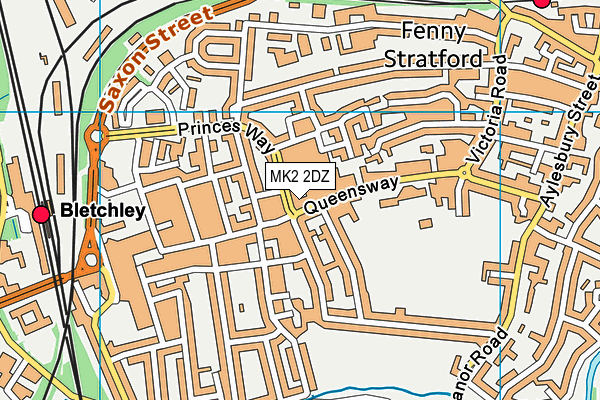 MK2 2DZ map - OS VectorMap District (Ordnance Survey)