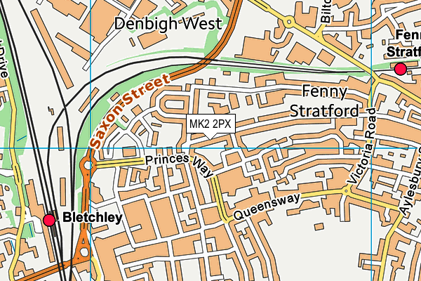 MK2 2PX map - OS VectorMap District (Ordnance Survey)