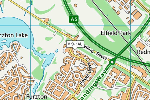 MK4 1AU map - OS VectorMap District (Ordnance Survey)
