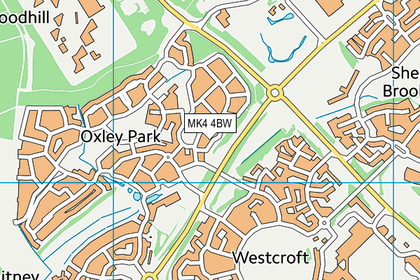 MK4 4BW map - OS VectorMap District (Ordnance Survey)