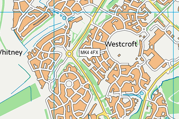MK4 4FX map - OS VectorMap District (Ordnance Survey)