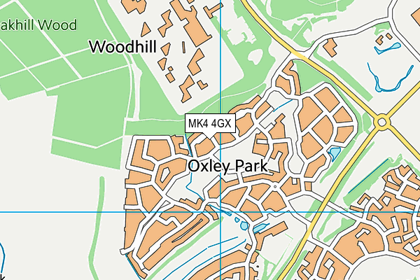 MK4 4GX map - OS VectorMap District (Ordnance Survey)