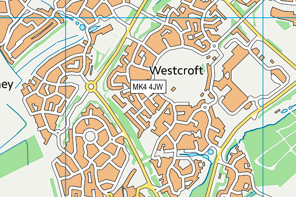 MK4 4JW map - OS VectorMap District (Ordnance Survey)