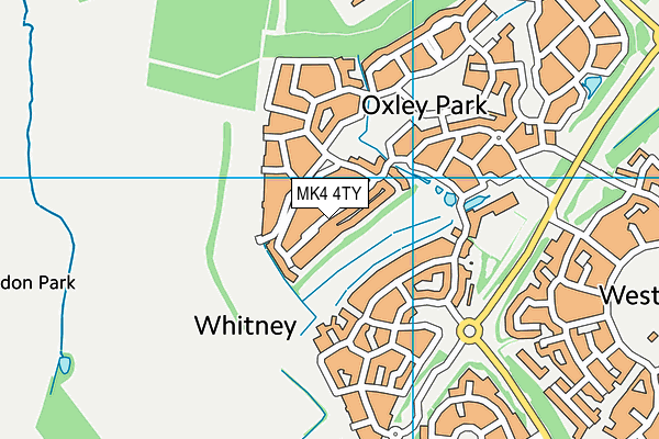 MK4 4TY map - OS VectorMap District (Ordnance Survey)