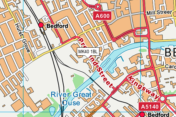MK40 1BL map - OS VectorMap District (Ordnance Survey)