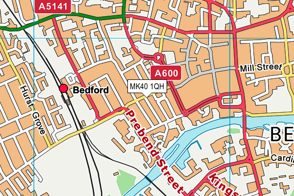 MK40 1QH map - OS VectorMap District (Ordnance Survey)