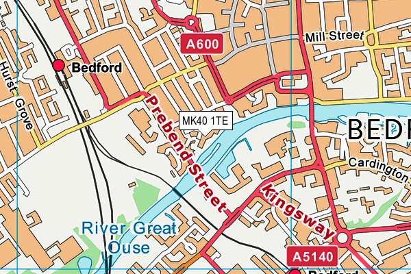 MK40 1TE map - OS VectorMap District (Ordnance Survey)