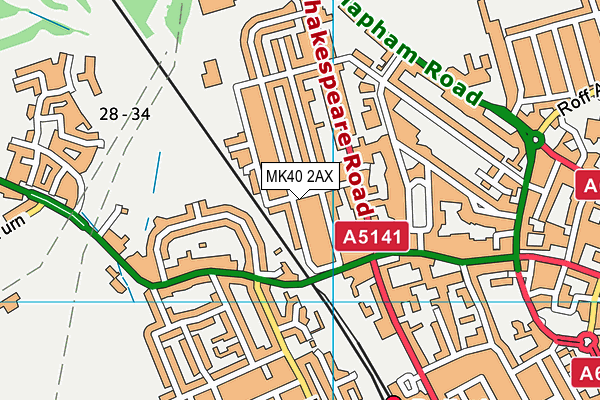 MK40 2AX map - OS VectorMap District (Ordnance Survey)