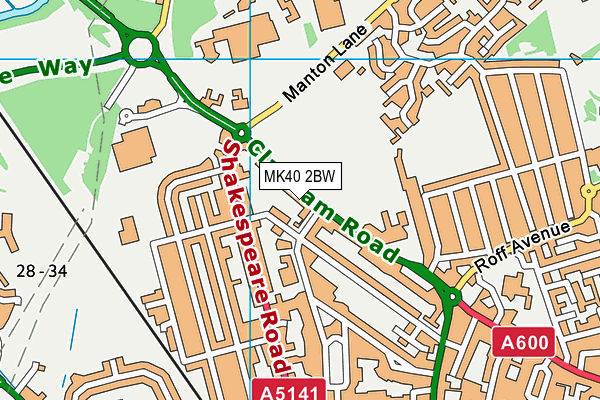 MK40 2BW map - OS VectorMap District (Ordnance Survey)