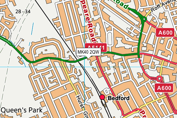MK40 2QW map - OS VectorMap District (Ordnance Survey)