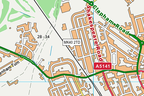MK40 2TD map - OS VectorMap District (Ordnance Survey)