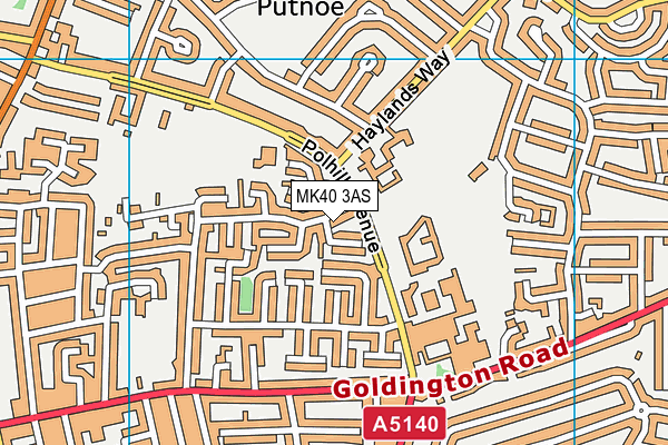 MK40 3AS map - OS VectorMap District (Ordnance Survey)