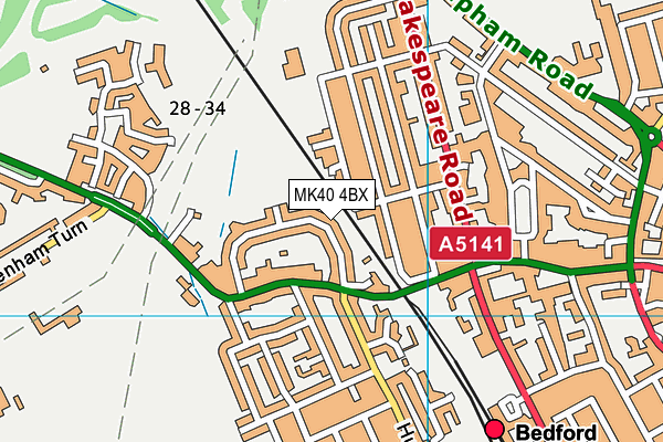 MK40 4BX map - OS VectorMap District (Ordnance Survey) MK40 4BX map - OS VectorMap District (Ordnance Survey)