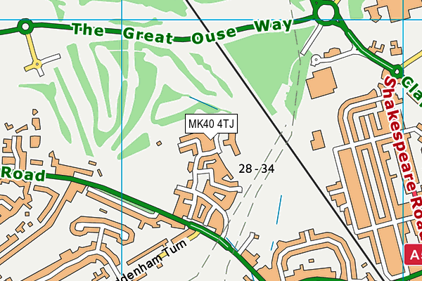 MK40 4TJ map - OS VectorMap District (Ordnance Survey)