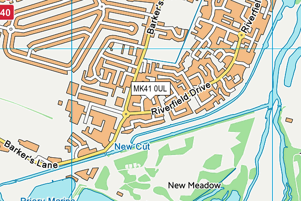 MK41 0UL map - OS VectorMap District (Ordnance Survey)