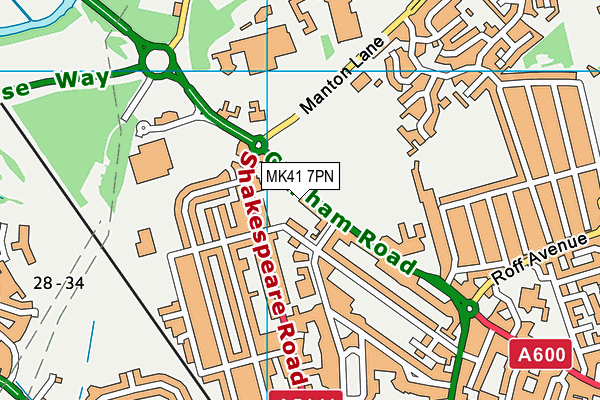 MK41 7PN map - OS VectorMap District (Ordnance Survey)